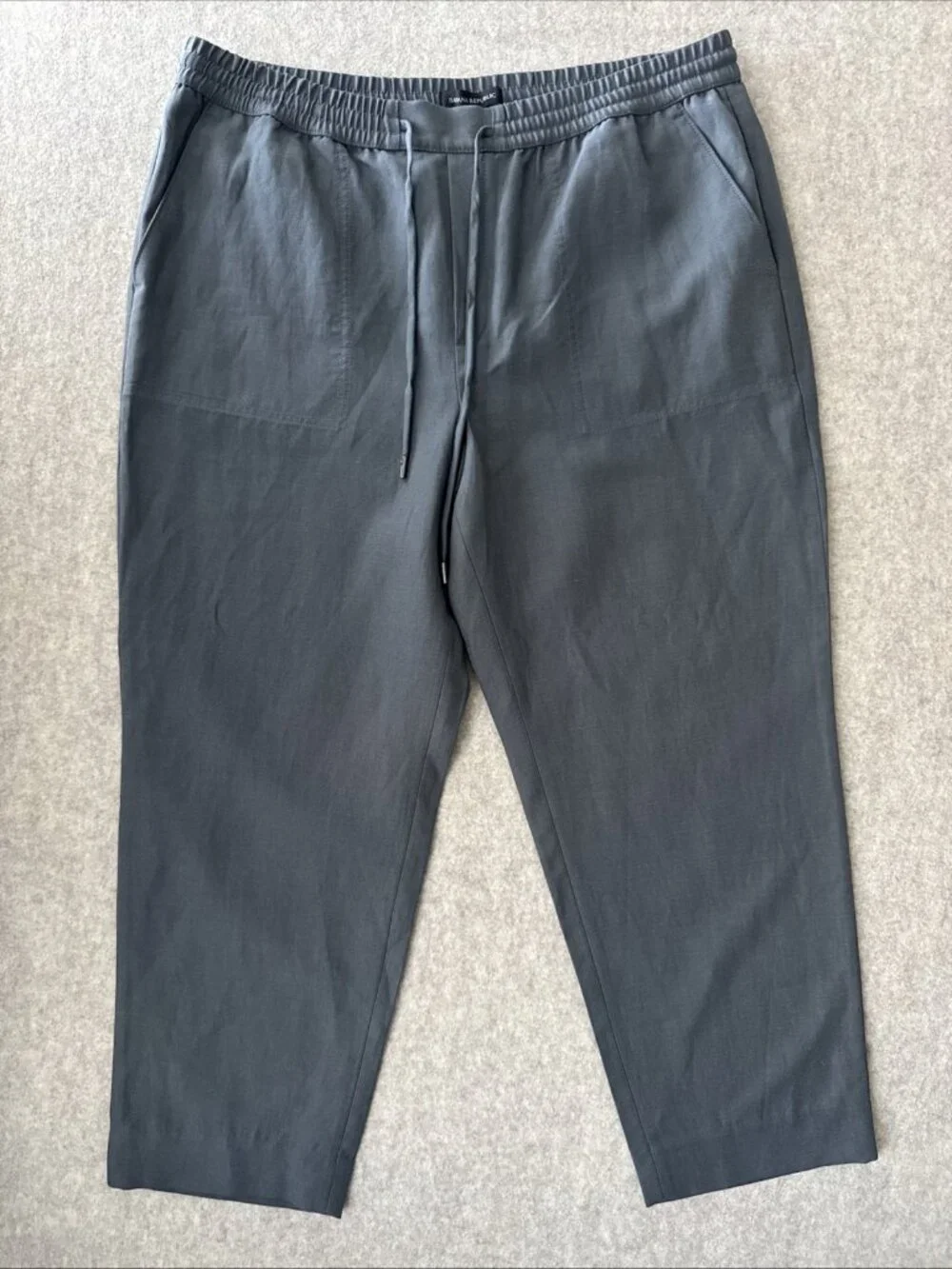 Banana Republic Tencel Linen Pants Womens Large Gray Slim Ankle Crop New